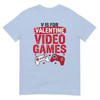 V Is For Video Games Funny Valentines Gamer Boy Unisex Kids Tshirt S