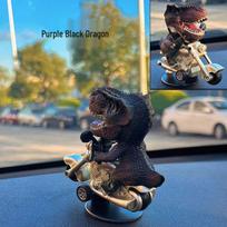 Novel Car Ornament: Drifting T-Rex on Motorcycle - Inertia Rotates With Car Variant 1