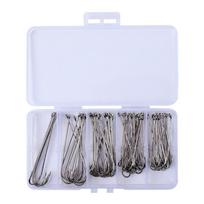 70Pcs Multiple Size Metal Hook for Bass Trout Saltwater Fishing Tackle Barbed Fishing Hook Straight Shank Fishing Hook 1