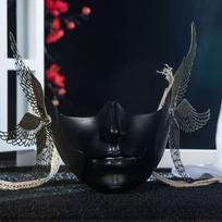 Plastic Material Cyberpunk Mechanical Half Face Masks With Wing Futuristic Cosplay Masquerade Mask Punk Steampunk