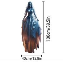 Halloween Costume Role-playing Banner Spooky Zombie Ghost Bride Witch And Reaper 2d Flat Hanging Flag For Scary Party Wall Decor