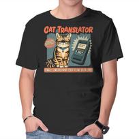 Unisex Crew Neck T-Shirt Cat Translator Graphic Short Sleeve Casual Tee XL