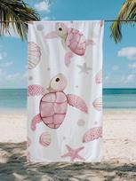 Minimalist Ocean Lifestyle Printed Beach Towel-Soft Microfiber, Quick Drying, Oversized Fit Beach Towel, Pink Turtle Beach Towel 40x60cm