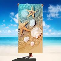 1Pc Blue Starfish Seahorse Microfiber Beach Towel, Ultra-Soft Quick-Dry Sand-Resistant, Pool Camping Yoga Travel Essential 40X60CM