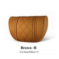 High Quality Luxury Car Neck Support Pillow Leather Car Headrest And Lumbar Set Seat Accessories Car Seat Pillows Waist Support white