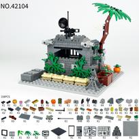 Jungle Outpost Military Bunker Building Blocks Set Palm Tree Weapons Accessories DIY Construction Bricks Toy for Children Boys