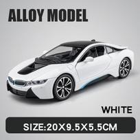 BMW I8 1:24 Simulation Alloy Car Model Diecast Ornament Sound & Light Pull Back Function Collection Boys Toys Gifts For Kids balta