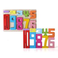 Colorful Montessori Wooden Puzzle 3D Numbers 1-10 Math Stacking Toys Shapes Digit Blocks Pre-school Educational Toy for Kid