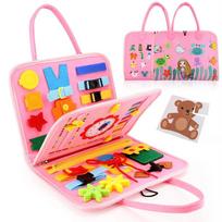 Busy Board Montessori Toys Gifts, Sensory Toys,Educational Travel Toys, Preschool Activities for Learning Fine Motor Skills rožinė