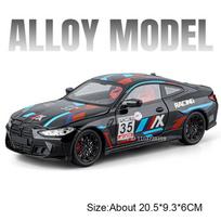 1:24 M4 M3 GTR E46 Supercar Model Toys Alloy Diecast Front Wheel Steering Shock Absorption Doors Opened Decoration Sports Cars