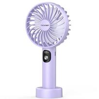 TECKNET rankinis ventiliatorius, nešiojamas USB rankinis ventiliatorius, įkraunamas su LED ekranu, mini rankinis ventiliatorius, 3 greičio, baterijomis maitinamas, nuimamas pagrindas, aušinantis stalo