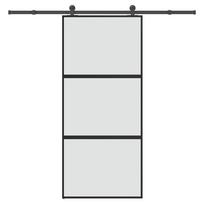 Sliding Door with Fittings 90 x 205 cm Tempered Glass & Aluminum
