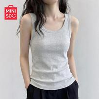 MINISO Women's Sleeveless Knit Tank Top S viržių pilka spalva