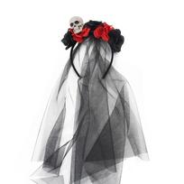 Gothic Rose Skull Hair Band Black Cosplay Headdress Funny Halloween Headband  Party Style C