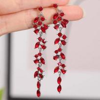 Women Simple Zircon Crystal Long Tassel Drop Earrings Party Jewelry Gifts