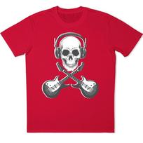 Skull Headphones Guitar Crossbones Graphic T-Shirt Rock Music DJ Tee Biker Punk XXL