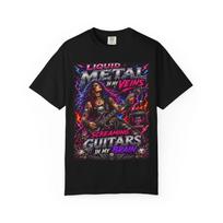 Liquid Metal Veins Screaming Guitars T-Shirt | Heavy Metal Rock Tee M