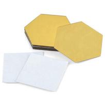 A84E-24 Pcs DIY 3D Mirror Hexagon Decal Art Mural Wall Sticker Home Decor Removable Gold auksas