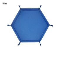 Foldable Hexagon Dice Tray Flannel & Pu Leather Folding Dice Holder Box For Rpg D&d Table Board Games Miscellaneous Storage Box mėlyna