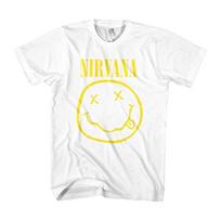 Men's Nirvana Yellow Smiley Slim Fit T-shirt X-Large White M