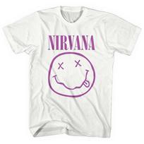 Men's Nirvana Purple Smile Face Logo T-shirt Large White S
