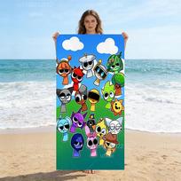 S-Sprunki  All Characters Beach Towel Quick Dry Microfiber Soft Absorbent Towel For Kids Pool Beach Camping 40X60CM