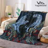 Dual Blue Tigers Flannel Blanket Warm Soft Halloween Christmas Couch Warm Cozy Decorative Decor Gift For All Season 70x100cm