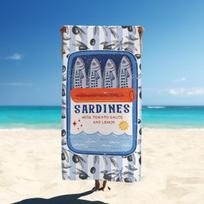 Vintage Sardines Beach Towels Microfiber Lightweight Fast Dry Sport Bath Towel Creative Food Blanket Holiday Sunbathing Rug 50x100cm