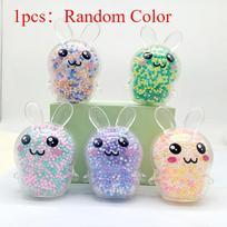 1PCS  Squishy Bunny Stress Balls with Light Stress Relief Toy Girls Kids Fidget Toys Colorful Rabbit for Easter Basket Stuffers