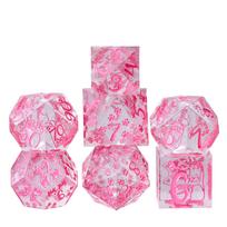 Cusdie Cat Element D&D Dice Set Sharp Edges D4-D20 Cute Cat Claws Fish Pattern Handcrafted Polyhedral Dices for RPG Board Games rožinė