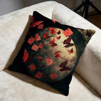 Butterfly Playing Cards Cushion Cover Soft Decorative Pillow Case Suitable For Bedroom Sofa Car Travel Use Peach skin 18*18(CM)-1Pcs
