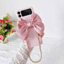 For Samsung Z Flip 3 Case Sweet Bow Fold Phone Case Wrist Strap For Samsung Galaxy Z Flip 4 Zflip3 5g Shockproof Hard Back Cover Samsung Z Flip 2 rožinė