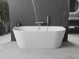 Mexen Oval laisvai pastatoma vonia prie sienos 150 x 75 cm, balta, šepečiu nikeliu - 52671507500-97, 150 x 75 cm