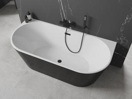 Mexen Oval laisvai stovinti prie sienos vonia 170 x 80 cm, balta/juoda, juoda persipildymas - 52671708075-70, 170 x 80 cm