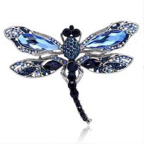 Alloy Dragonfly Brooch Elegant Zircon Butterfly Crystal Dragonfly Badge Pin Decorations Vintage Rhinestone Brooch Corsage Pin mėlyna