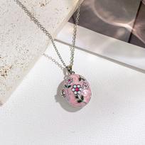 Openable Photo Locket Pendant Necklace Titanium Steel Non-Fading T Enamel Necklace Opening and Closing Lid Copper
