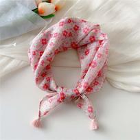 Neck Wrap Cotton-Linen Square Scarf 60x60cm Breathable Hair Bandana Boho Fringed Neck Neckerchief Women