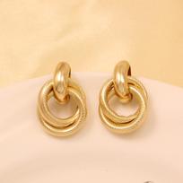 Gold Metallic Woven Irregular Geometric Ear Cuff Clips Stylish Non Pierced Earrings For Women Fashion Jewelry
