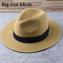 Vyriška sulankstoma didelė Panama šiaudinė skrybėlė Vasaros laukui Kaubojiška apsauga nuo saulės Smėlio paplūdimio Fedora Didesnio dydžio 57CM 60CM 64CM XL 61cm-64cm brown