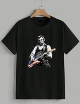 Abraham Lincoln Playing USA Flag Electric Guitar Funny Graphic T-Shirt Unisex L