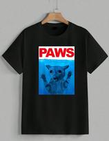PAWS Funny Cat Jaws Kitten Lover Parody Meme Humor Graphic Tee T-Shirt Unisex XXXL