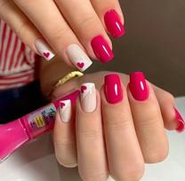 Nagų meno plėvelė Europos ir Amerikos Valentino dienos kolekcija Meilės taškeliai Prancūziškas triušis katė Trumpas dėvėjimas Jelly glue + rubbing strips*4pcs red