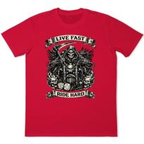 Live Fast Ride Hard T-Shirt Grim Reaper Scythe Skull Biker Motorcycle Gothic Tee XXL