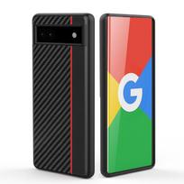 Applicable to Google Pixel 6A mobile phone case Carbon fiber Kevlar pattern ultra-thin leather Google 6a anti-drop protective case Google pixel 6a raudona