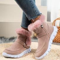 Winter Women Fur Warm Snow Boots Casual Shoes Short Plush Suede Ankle Boots Flats Gladiator Sport Ladies 43