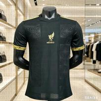 2026 Mexico Team Special Edition Jersey Training Jersey Pre-game Shirt Short-sleeved Football Jersey  T-shirt Family Kids Tees S black