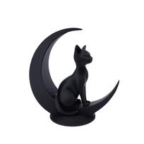 3D Printed Moon Cat Decoration Minimalist Style Desktop Decoration Dark Style Cat Statue  Holiday juoda