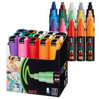 Mitsubishi Pencil Posca Broad Chisel 15 PC8K15C Water-Based Pens, Tip, Nib, Colors,