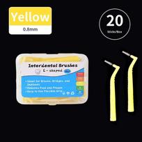 20Pcs 0.6-1.2Mm L Shape Interdental Brush With Box Orthodontic Dental Tool Teeth Cleaning Toothpick Oral Hygiene Dental Flosser geltona