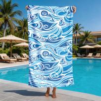 Flowing Wave Lines Vortex Patterns Polyester Microfiber Beach Towel Is Highly Absorbent, Suitable For Swimming And Beach Outings 27x55inch 70x140cm&1pc